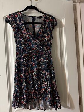 Floral Navy Wrap-Front Women's Dress